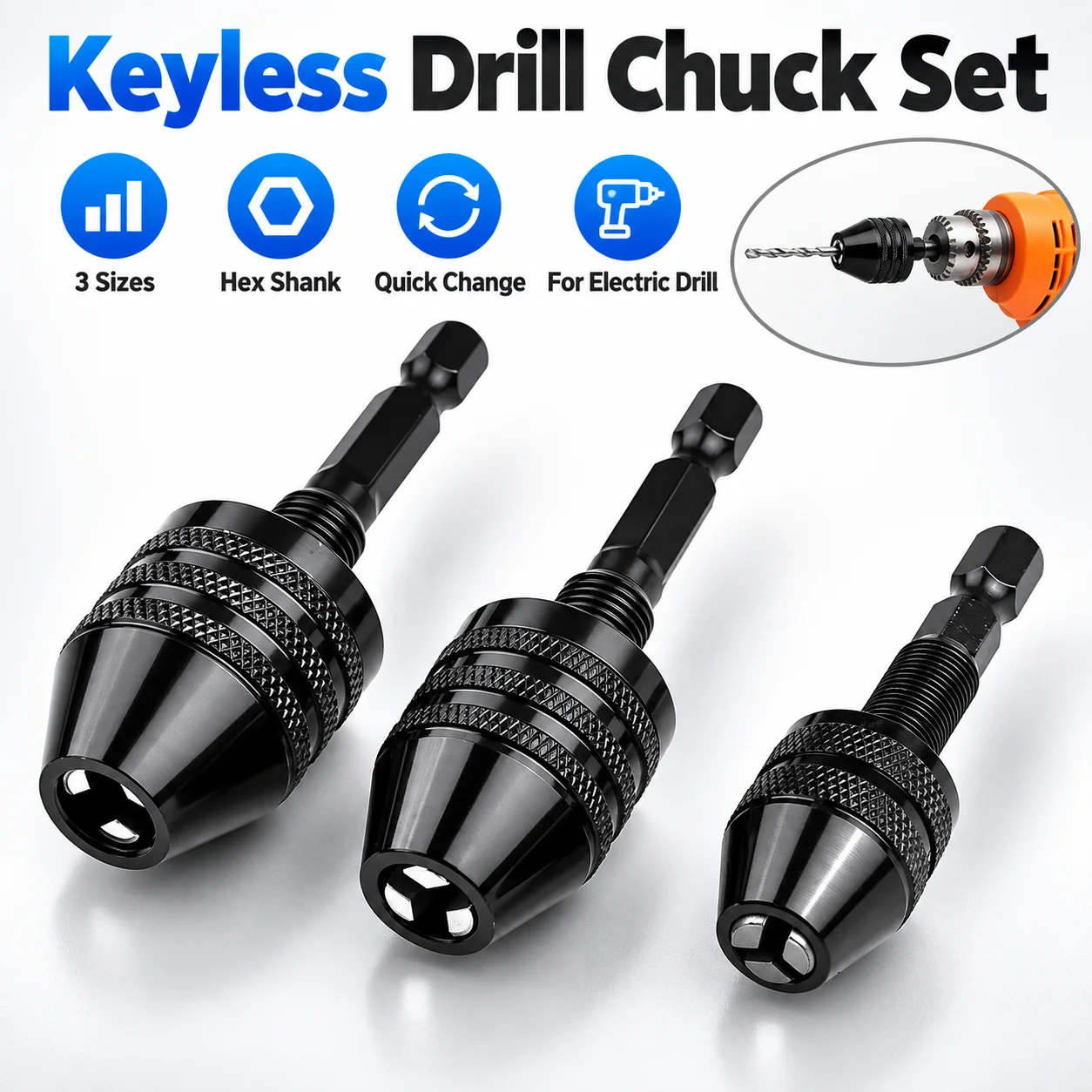 Power Xchange Tools - Mini Keyless Drill Chuck 0.3-8mm Self